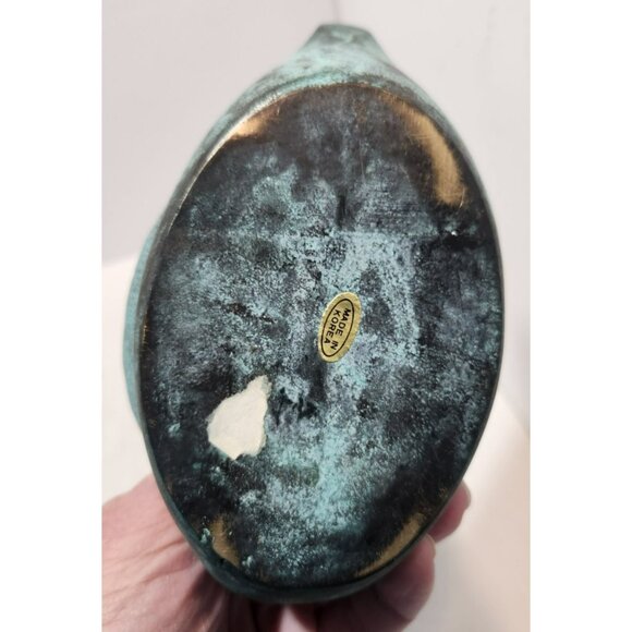 Vtg Toyo Korea Bronze Swan Home Garden Planter with Verdigris Patina 7" - Picture 11 of 14